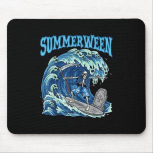 Summerween Skeleton Surf Grim Reaper Beach Spooky Mouse Pad