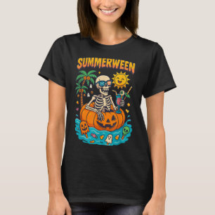 Summerween Skeleton Vibes Chillin In A Pumpkin Flo T-Shirt