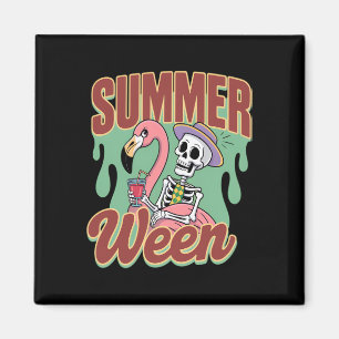 Summerween Skeleton Vibes Funny Halloween Magnet
