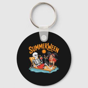 Summerween Skeleton Witch Funny Summer Halloween  Key Ring