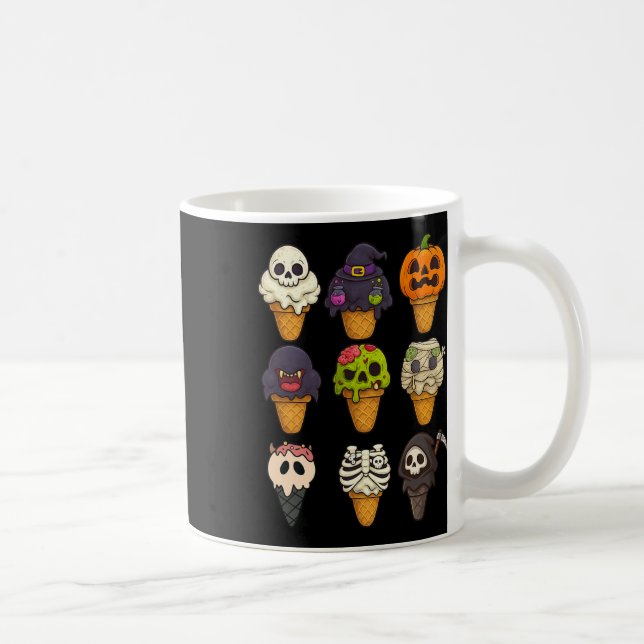 Summerween Skeleton Zombie Pumpkin Mummy Ice Cream Coffee Mug (Right)