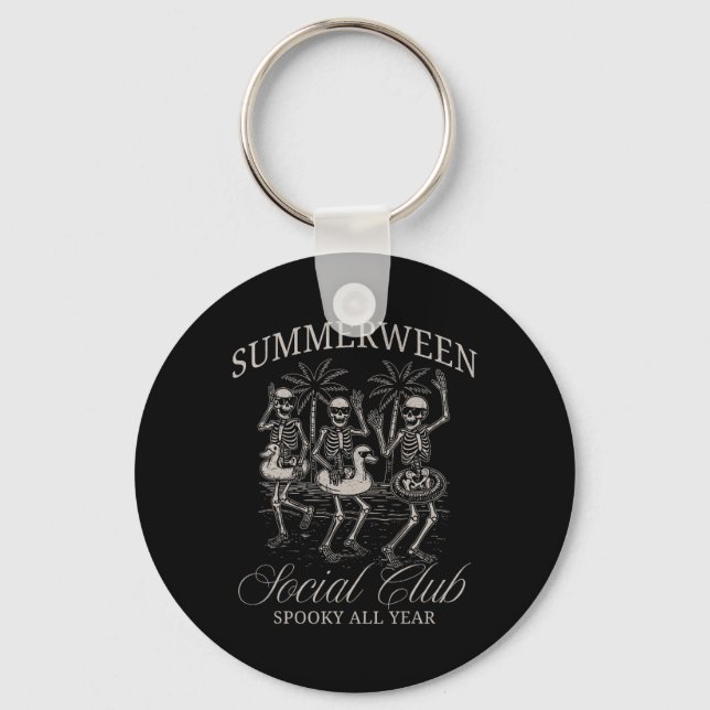 Summerween Social Club Skeleton Dancing Summer Hal Key Ring (Front)