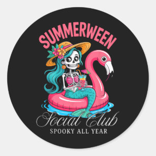 Summerween Social Club Spooky All Year Skeleton Me Classic Round Sticker