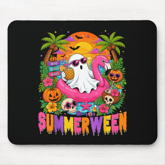 Summerween Spooky Ghost Beach Summer Halloween Mouse Pad (Front)