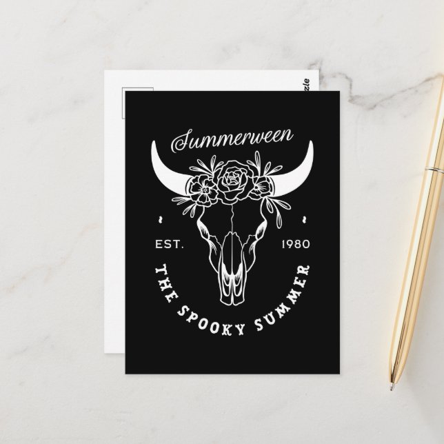 Summerween spooky gothic summer party theme black postcard (Front/Back In Situ)