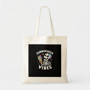 Summerween Summer Halloween Funny Skeleton Ice Cre Tote Bag