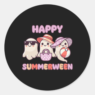 Summerween Summer Halloween Ghost Classic Round Sticker