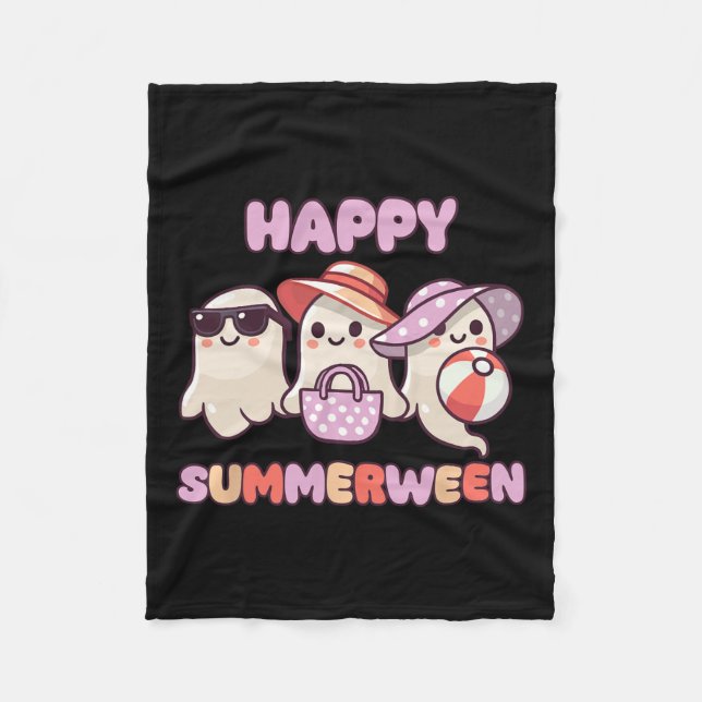Summerween Summer Halloween Ghost  Fleece Blanket (Front)