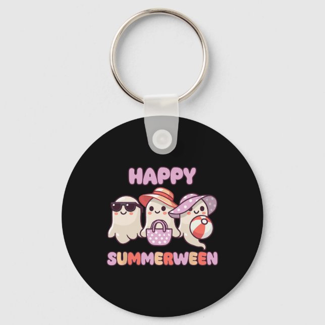 Summerween Summer Halloween Ghost  Key Ring (Front)