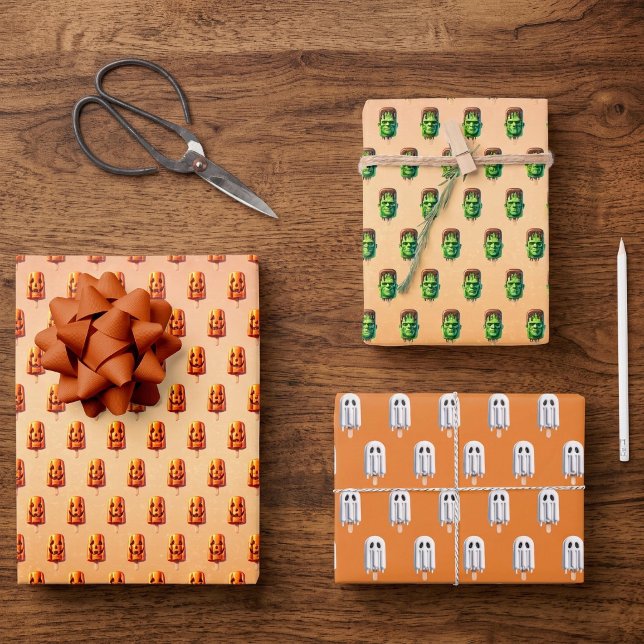 Summerween Summer Halloween JackoLantern Popsicle Wrapping Paper Sheet (Creator Uploaded)