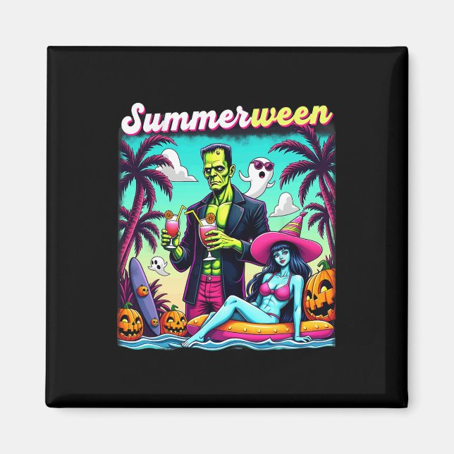 Summerween Summer Halloween Zombie Frankenstein Bo Magnet (Front)