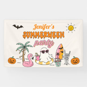 Summerween Summer Pool Halloween Birthday Party Banner