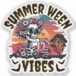 Summerween Sunset Floral Skeleton Tropical Juice