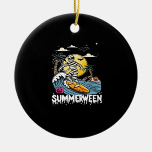 Summerween Surfing Mummy - Night Time Classic Ceramic Ornament