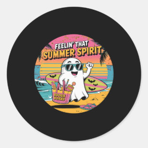 Summerween Surfing Summer Halloween Ghosts Classic Round Sticker