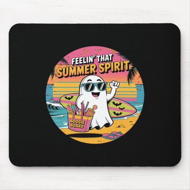 Summerween Surfing Summer Halloween Ghosts  Mouse Pad (Front)