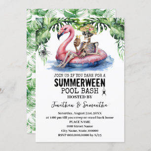 Summerween Tropical Skeleton Pool Party Invitation