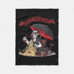 Summerween Vampire Beach Dracula Sandcastle Gothic Fleece Blanket