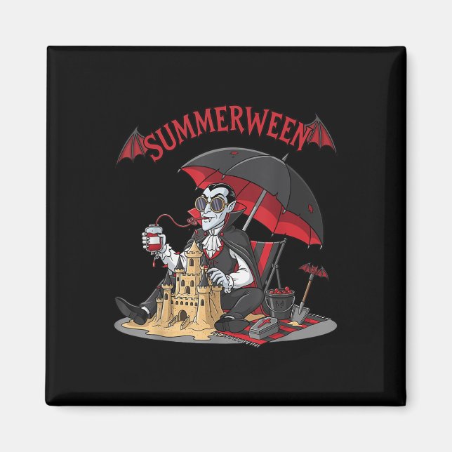 Summerween Vampire Beach Dracula Sandcastle Gothic Magnet (Front)