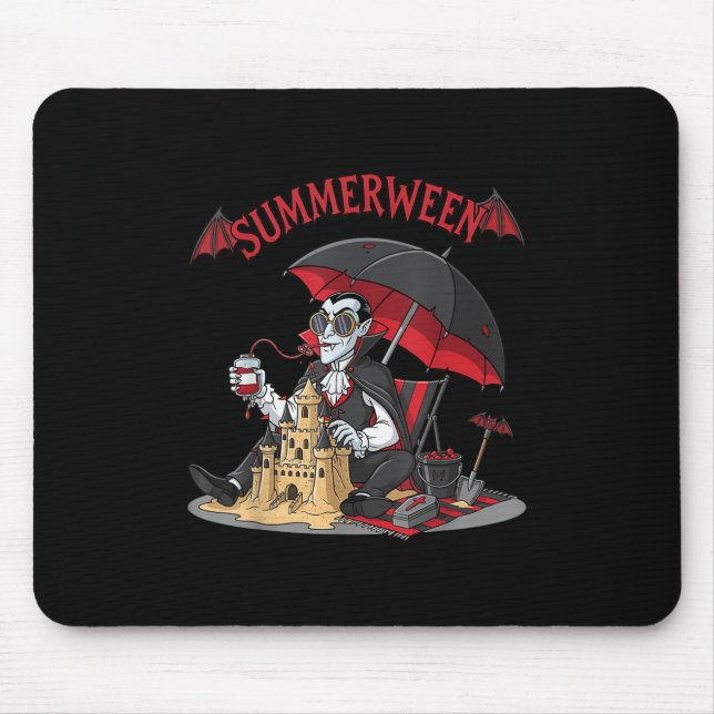 Summerween Vampire Beach Dracula Sandcastle Gothic Mouse Pad (Front)