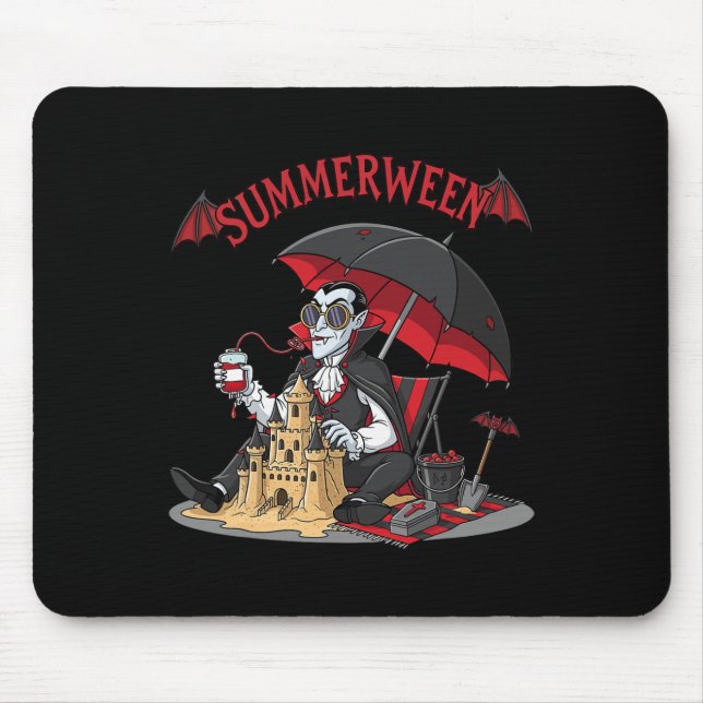 Summerween Vampire Beach Dracula Sandcastle Gothic Mouse Pad (Front)