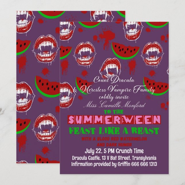 Summerween Vampire Party Spooky Summer Invitation  (Front/Back)