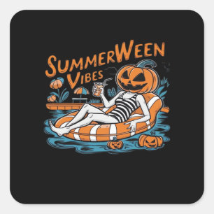 Summerween Vibes For Spooky Summer, Halloween Gift Square Sticker