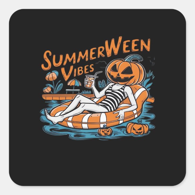 Summerween Vibes For Spooky Summer, Halloween Gift Square Sticker (Front)