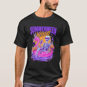 Summerween Vibes Funny Skeleton Float Halloween In T-Shirt