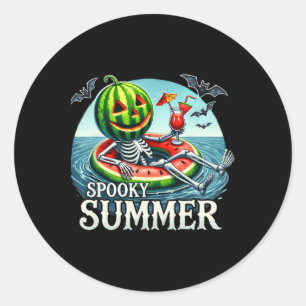 Summerween Vibes Funny Skeleton Halloween Beach Va Classic Round Sticker