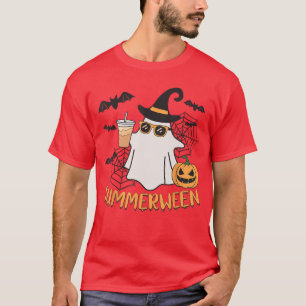 Summerween Vibes Ghost Pumpkin Spooky Beach Summer T-Shirt