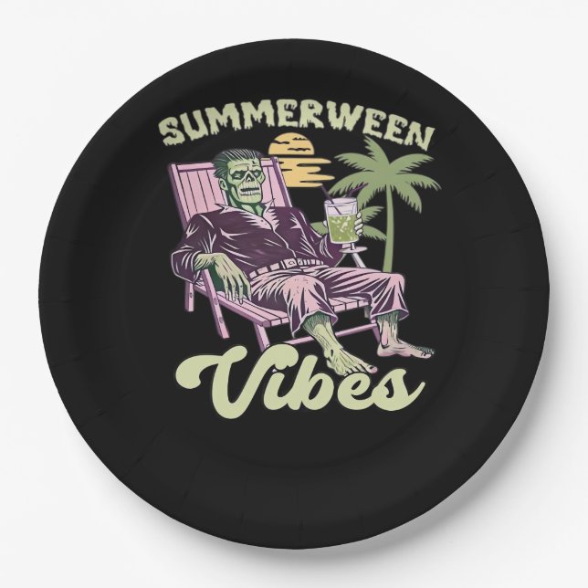 Summerween Vibes Halloween Classic Paper Plate (Front)