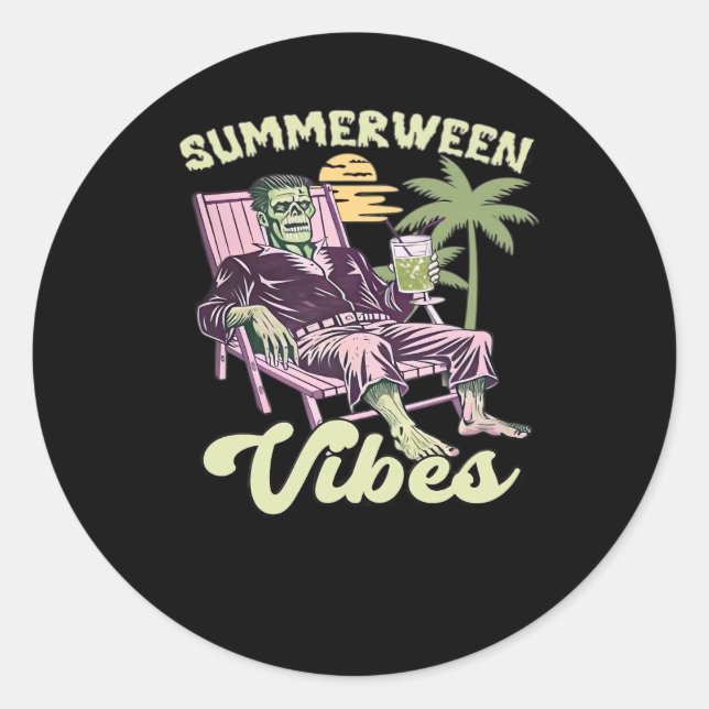 Summerween Vibes Halloween Classic Round Sticker (Front)