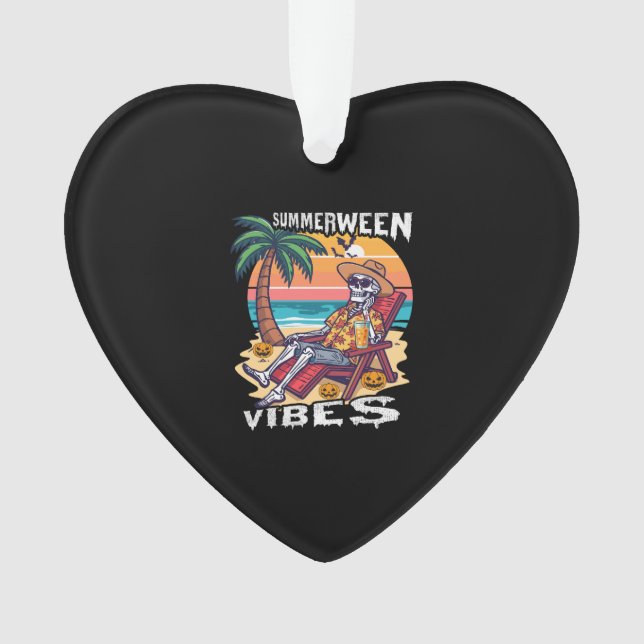 Summerween Vibes Halloween Skeleton Ornament (Front)