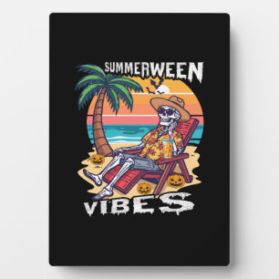 Summerween Vibes Halloween Skeleton Plaque