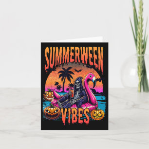 Summerween Vibes Halloween Summer Vacation Skeleto Card