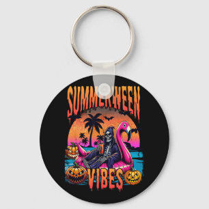 Summerween Vibes Halloween Summer Vacation Skeleto Key Ring