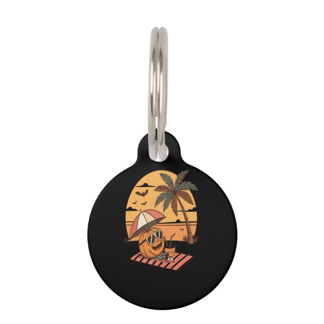 Summerween Vibes – Pumpkin On Vacation Pet Tag (Front)