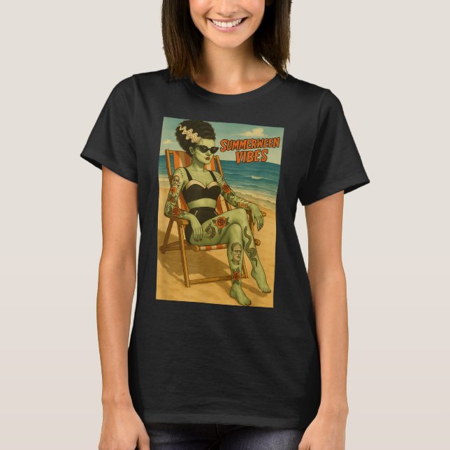 Summerween Vibes Retro Beach Gothic Style Tee  (Front)