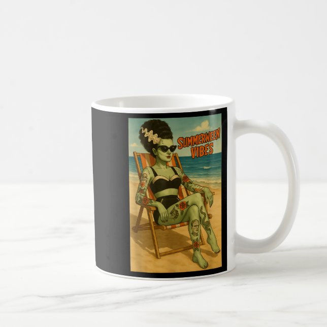 Summerween Vibes Retro Beach Gothic Style Tee  Coffee Mug (Right)
