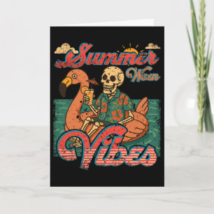 Summerween Vibes Skeleton Flamingo Float Summer Ha Card