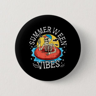 Summerween Vibes Skeleton Float Summer Halloween 6 Cm Round Badge