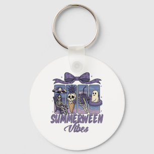 Summerween Vibes Skeleton Ghost Beach Party Hallow Key Ring