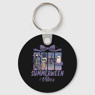 Summerween Vibes Skeleton Ghost Beach Party Hallow Key Ring