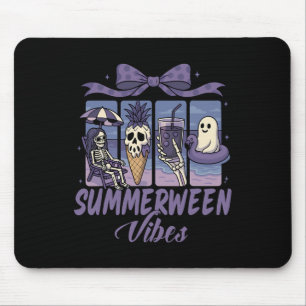 Summerween Vibes Skeleton Ghost Beach Party Hallow Mouse Pad
