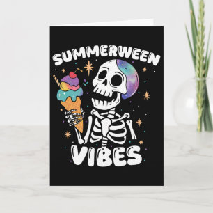 Summerween Vibes Skeleton Ice Cream Art Summer Hal Card