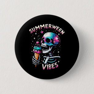 Summerween Vibes Skeleton Ice Cream Summer Hallowe 6 Cm Round Badge