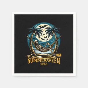 Summerween Vibes Skeleton Pumpkin Skeleton Summer Napkin