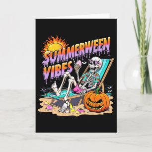 Summerween Vibes Skeleton Pumpkin Spooky Vacation  Card