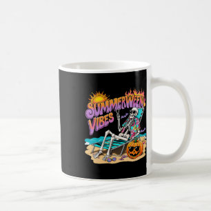 Summerween Vibes Skeleton Pumpkin Spooky Vacation Coffee Mug